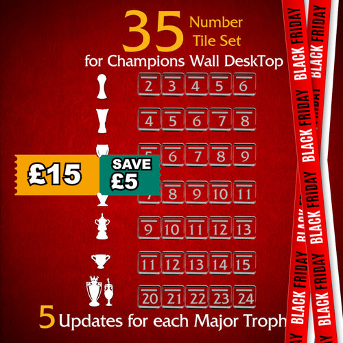 35 Number Tile Set for CHAMPIONS WALL DESKTOP - 5 Updates for each Trophy!