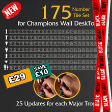 Load image into Gallery viewer, 175 Number Tile Set for CHAMPIONS WALL DESKTOP - 25 Updates for each Trophy!