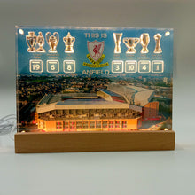 Load image into Gallery viewer, ANFIELD EDITION Champions Wall  with 3D Trophy Replicas + Light Stand