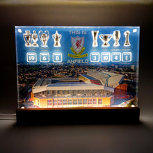 Load image into Gallery viewer, ANFIELD EDITION Champions Wall  with 3D Trophy Replicas + Light Stand