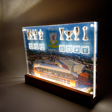 Load image into Gallery viewer, ANFIELD EDITION Champions Wall  with 3D Trophy Replicas + Light Stand