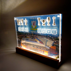 ANFIELD EDITION Champions Wall  with 3D Trophy Replicas + Light Stand