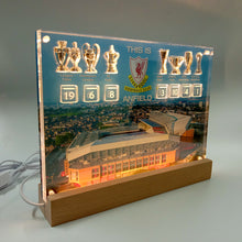 Load image into Gallery viewer, ANFIELD EDITION Champions Wall  with 3D Trophy Replicas + Light Stand