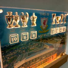 Load image into Gallery viewer, ANFIELD EDITION Champions Wall  with 3D Trophy Replicas + Light Stand