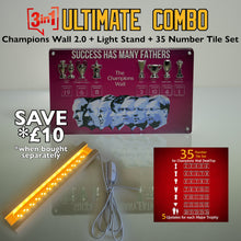 Load image into Gallery viewer, 3 in 1 ULTIMATE COMBO - Limited Edition Champions Wall + Light Stand + 35 Number Tiles