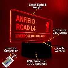 Load image into Gallery viewer, ANFIELD L4 ROAD SIGN ~ LED NIGHT LAMP!