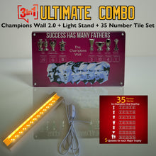 Load image into Gallery viewer, 3 in 1 ULTIMATE COMBO - Limited Edition Champions Wall + Light Stand + 35 Number Tiles