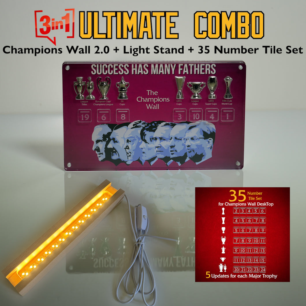 3 in 1 ULTIMATE COMBO - Limited Edition Champions Wall + Light Stand + 35 Number Tiles